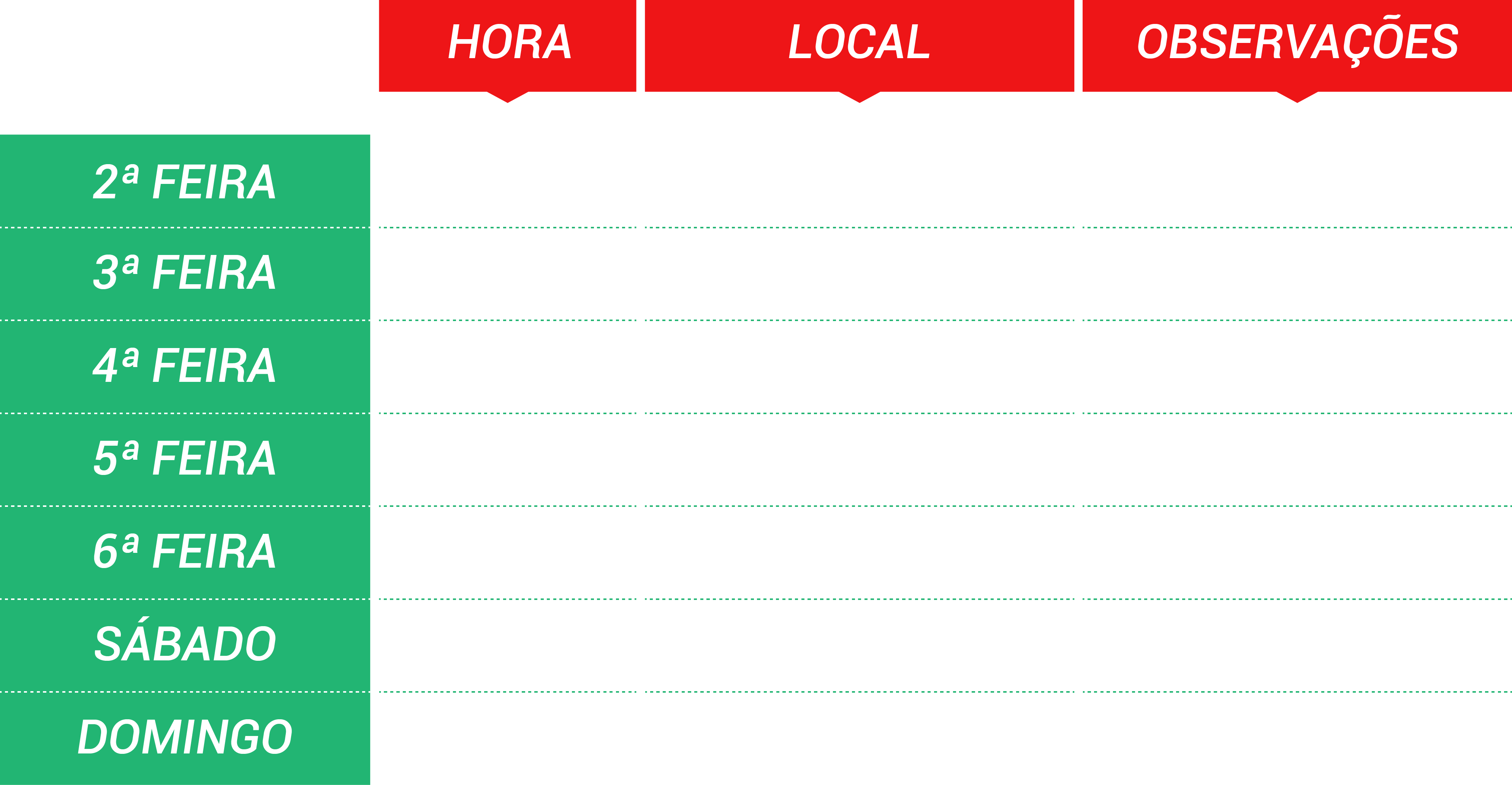Tabela Programa Semana