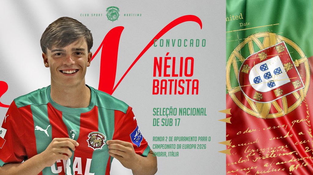 Talento maritimista Nélio Batista convocado para a Seleção Sub-17